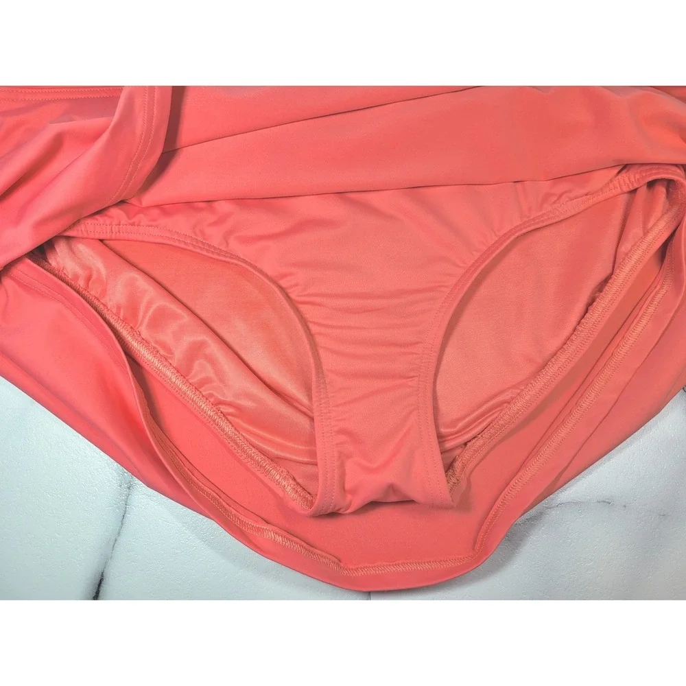 Lands End Womens Salmon Pink Swim Skirt Attached Brief Petite 14P